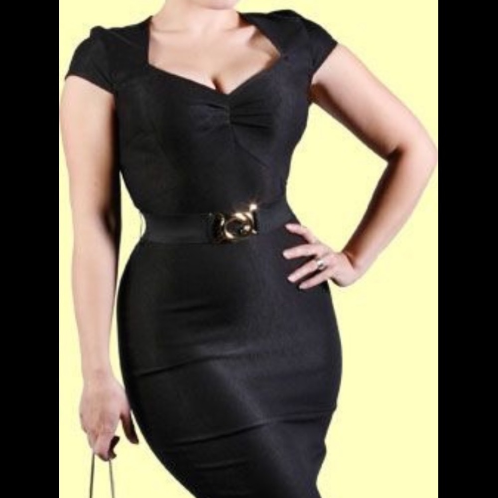 Stop Staring Dress Retro Black, Fitted, Size Small